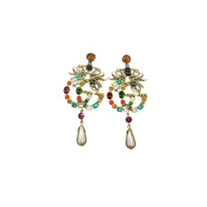 4 attach sparkling stone multicolor earrings gold tone for women 2799