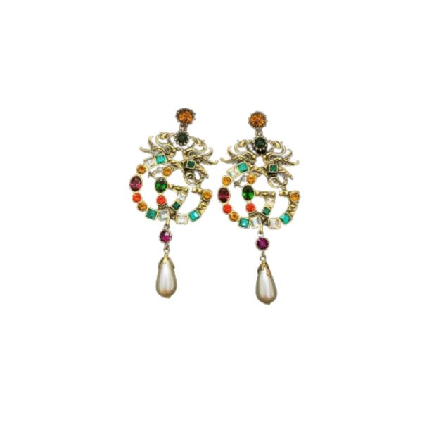 4 attach sparkling stone multicolor earrings gold tone for women 2799