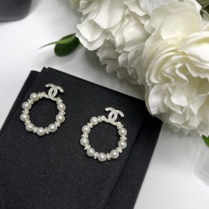 mini pearl bbling circle frame earrings gold tone for women 2799
