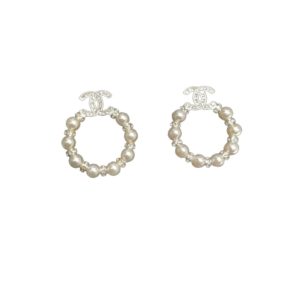 4 mini pearl border circle frame earrings gold tone for women 2799