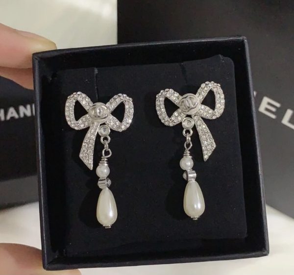5 bow shape earrings silver tone for women 2799