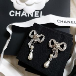 6 bow shape earrings silver tone for women 2799