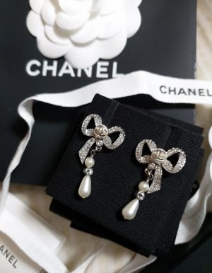 6 bow shape earrings silver tone for women 2799