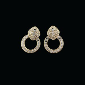 1 sparkling stone border earrings gold tone for women 2799