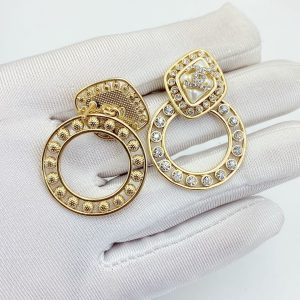 3 sparkling stone border earrings gold tone for women 2799