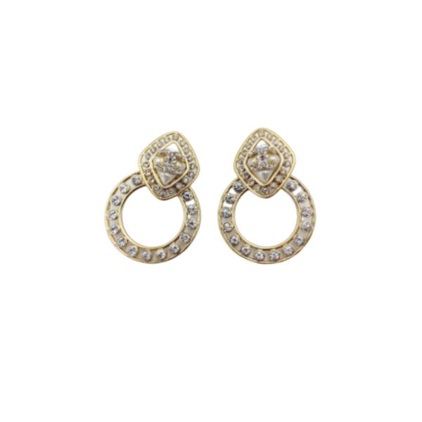 4 sparkling stone borigin earrings gold tone for women 2799