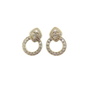 10 sparkling stone border earrings gold tone for women 2799