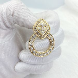 13 sparkling stone border earrings gold tone for women 2799