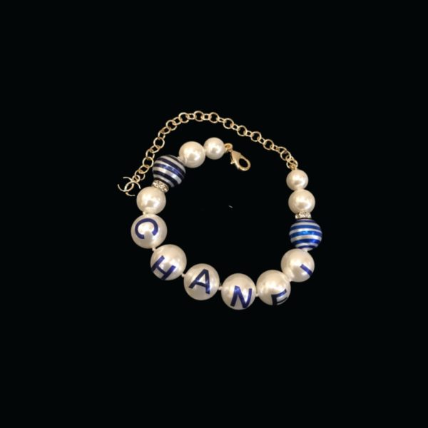 2 printed blue closer chanel bracelet gold tone for women 2799