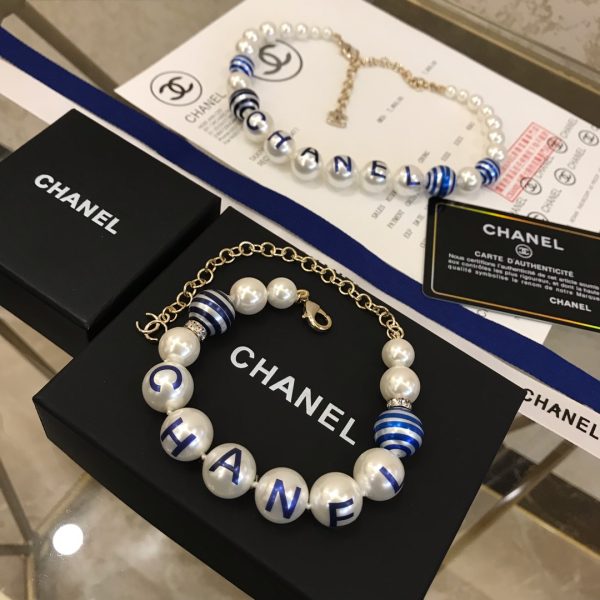 3 printed blue chanel bracelet gold tone for women 2799