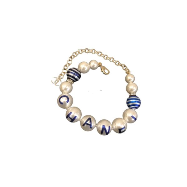 4 printed blue chanel bracelet gold tone for women 2799