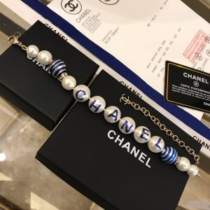 5 printed blue chanel bracelet gold tone for women 2799