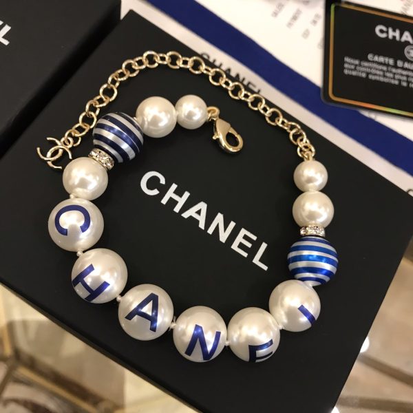 6 printed blue chanel bracelet gold tone for women 2799