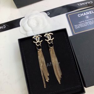 5 chain long shape earrings gold tone for women 2799