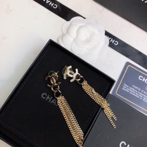 14 chain long shape earrings gold tone for women 2799