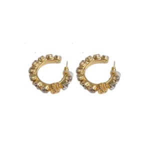 4-C Shape Earrings Gold Tone For Women   2799