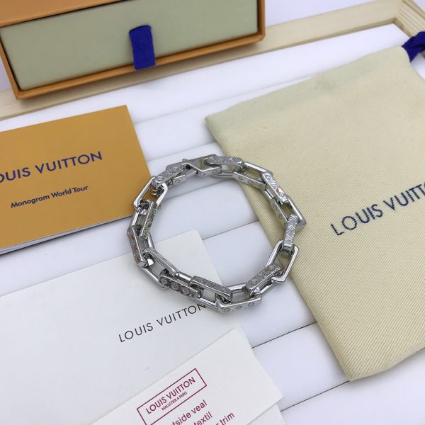 3 monogram chain bracelet silver tone for men m00308 2799