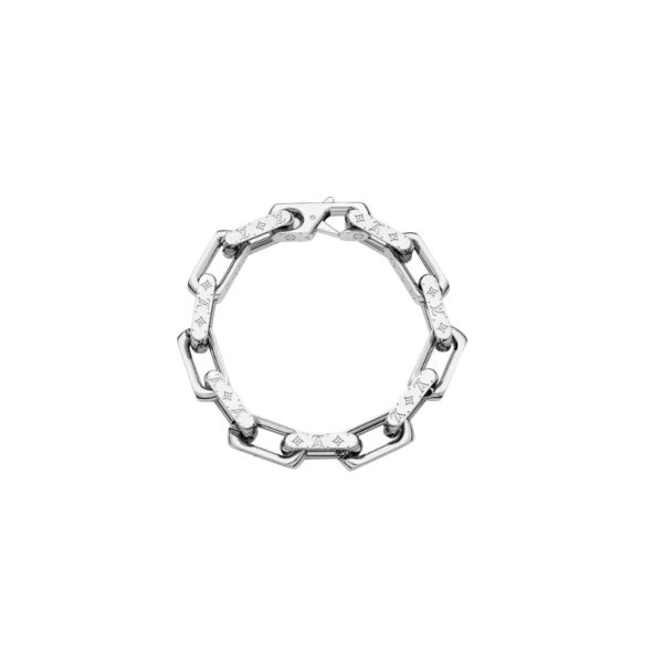4 monogram chain bracelet silver tone for men m00308 2799