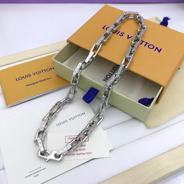 6 monogram chain necklace silver tone for men m00307 2799