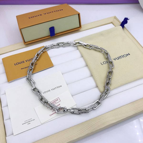 12 monogram chain necklace silver tone for men m00307 2799