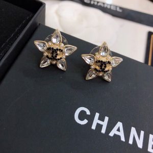 12 crystal five petals flower earrings gold tone for women 2799