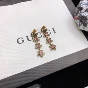 2-Triple Flower Gg Earrings Gold Tone For Women   2799