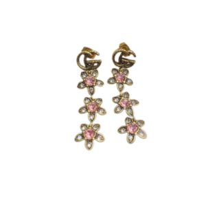 4-Triple Flower Gg Earrings Gold Tone For Women   2799