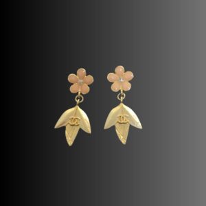 2 dangling triple leaf earrings gold tone for women 2799