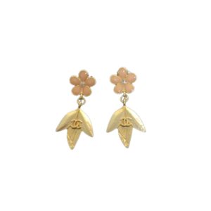 4 dangling triple leaf earrings gold tone for women 2799