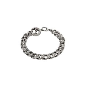 11 interlocking g chain bracelet silver tone for men 454285 j8400 0811 2799
