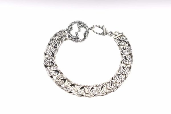 12 interlocking g chain bracelet silver tone for men 454285 j8400 0811 2799