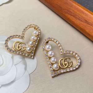 1-Heart Peach Hollow Stud Earrings Gold For Women   2799
