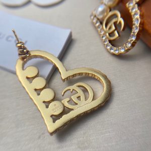 2-Heart Peach Hollow Stud Earrings Gold For Women   2799