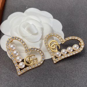 3-Heart Peach Hollow Stud Earrings Gold For Women   2799
