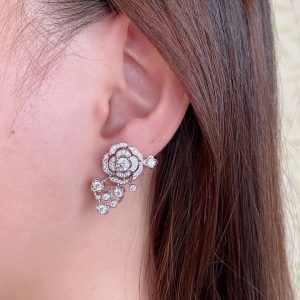 hollow camellia earrings silver for women 2799