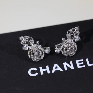 1 hollow camellia earrings silver for women 2799