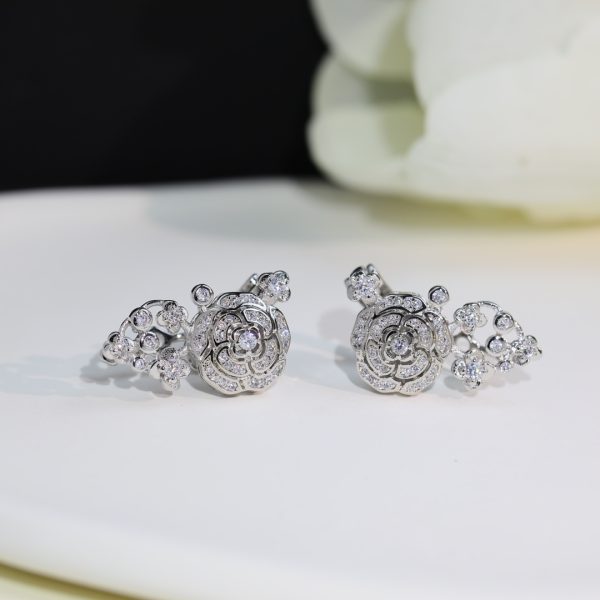 3 hollow camellia earrings silver for women 2799