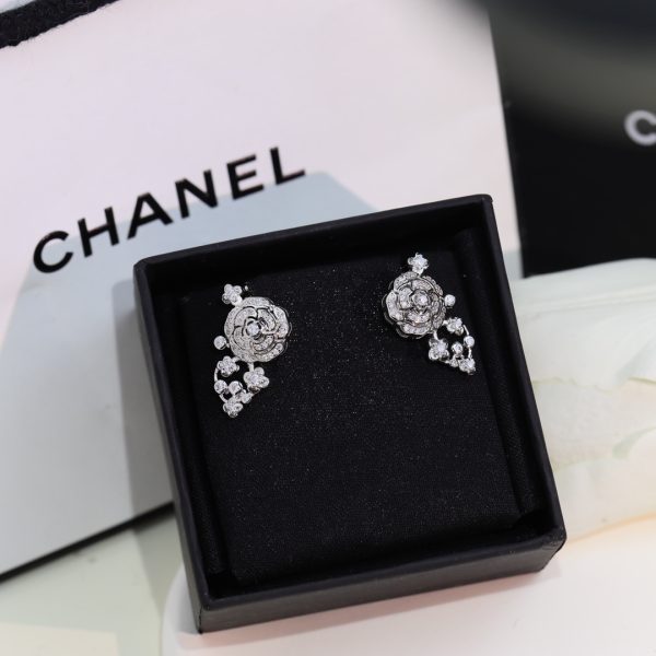 12 hollow camellia earrings silver for women 2799