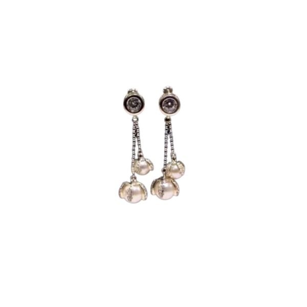 4 two pearls noble earrings silver tone for women 2799