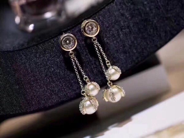 8 two pearls noble earrings silver tone for women 2799
