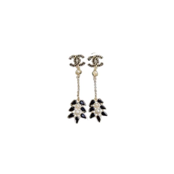 4 black petals earrings gold tone for women 2799
