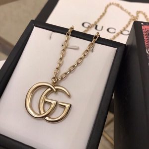 5 douple g frame pendant necklace gold tone for women 2799