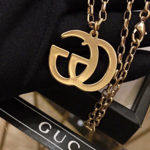 7 douple g frame pendant necklace gold tone for women 2799