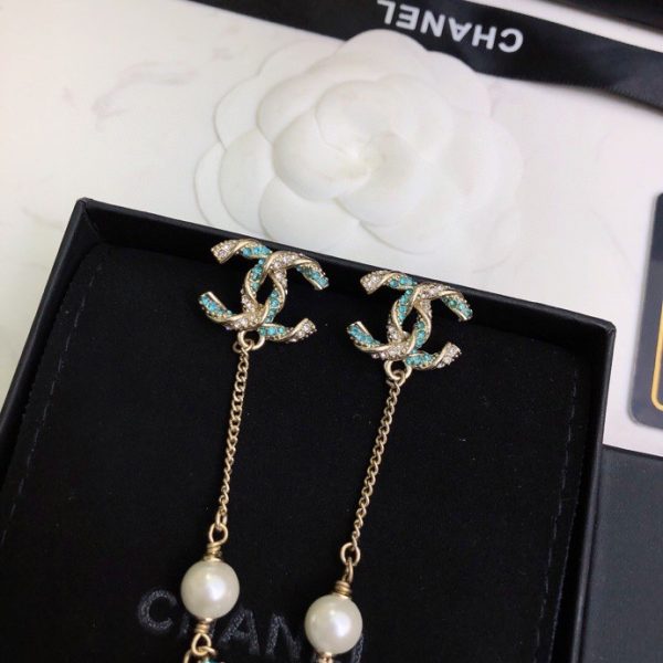 3 pearl long earrings jade green for women 2799