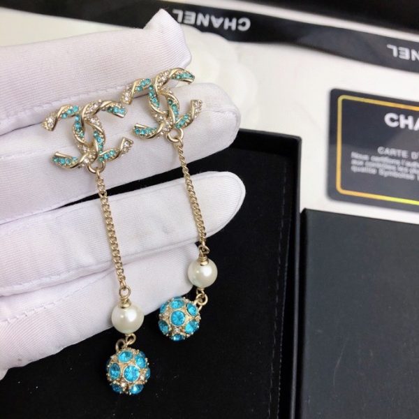 9 pearl long earrings jade green for women 2799
