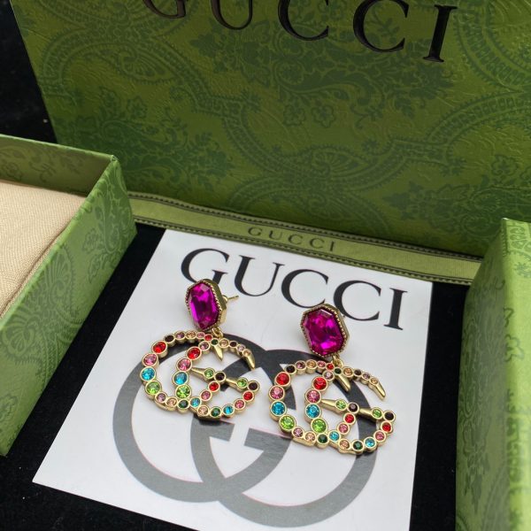 3 diamond gg earrings pink for women 2799