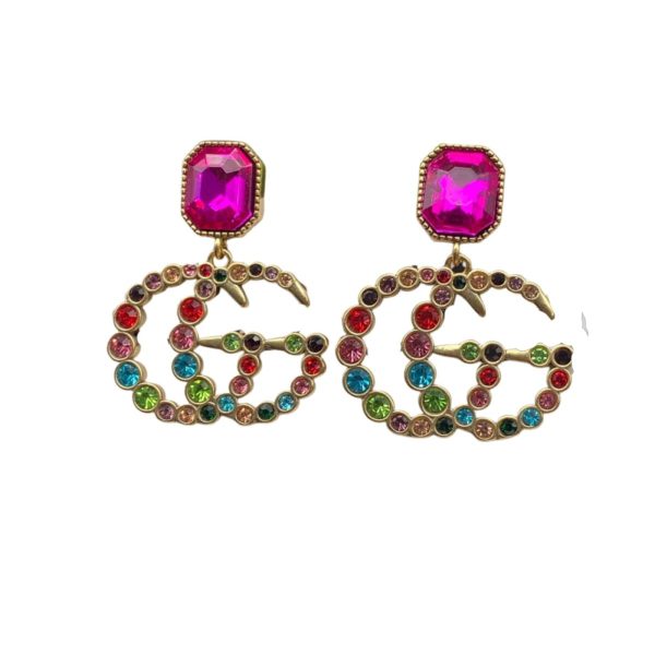 4 diamond gg earrings pink for women 2799