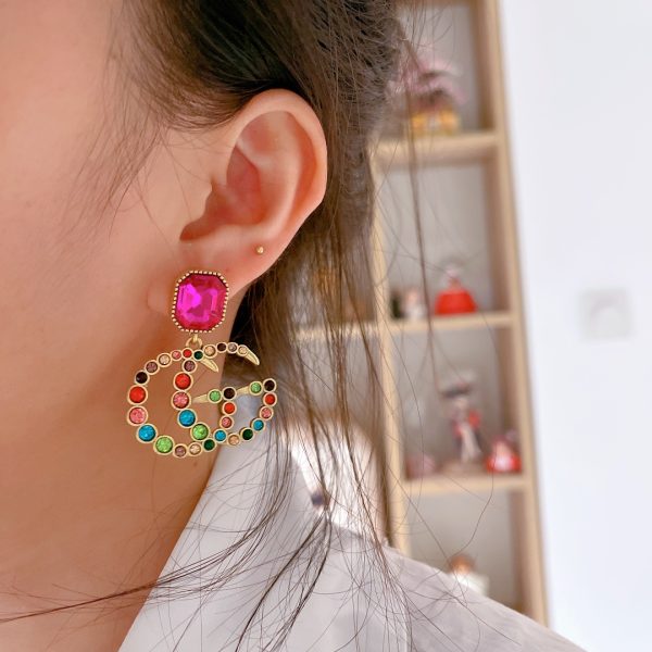 7 diamond gg earrings pink for women 2799