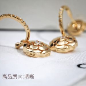 3 hollow camellia earrings gold for women 2799