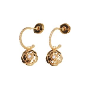 4 hollow camellia earrings gold for women 2799